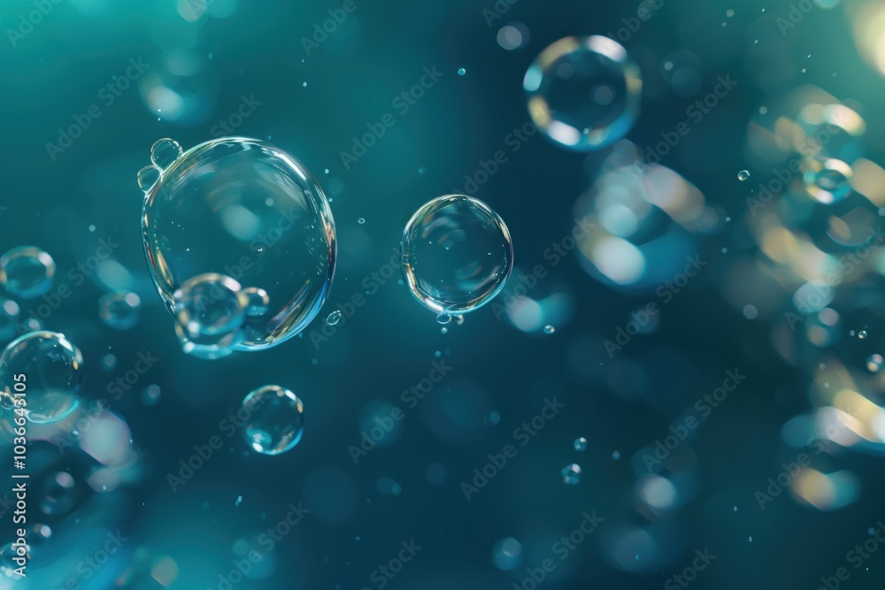 Floating Bubbles Against a Teal Background Floating Bubbles Against a Teal Background