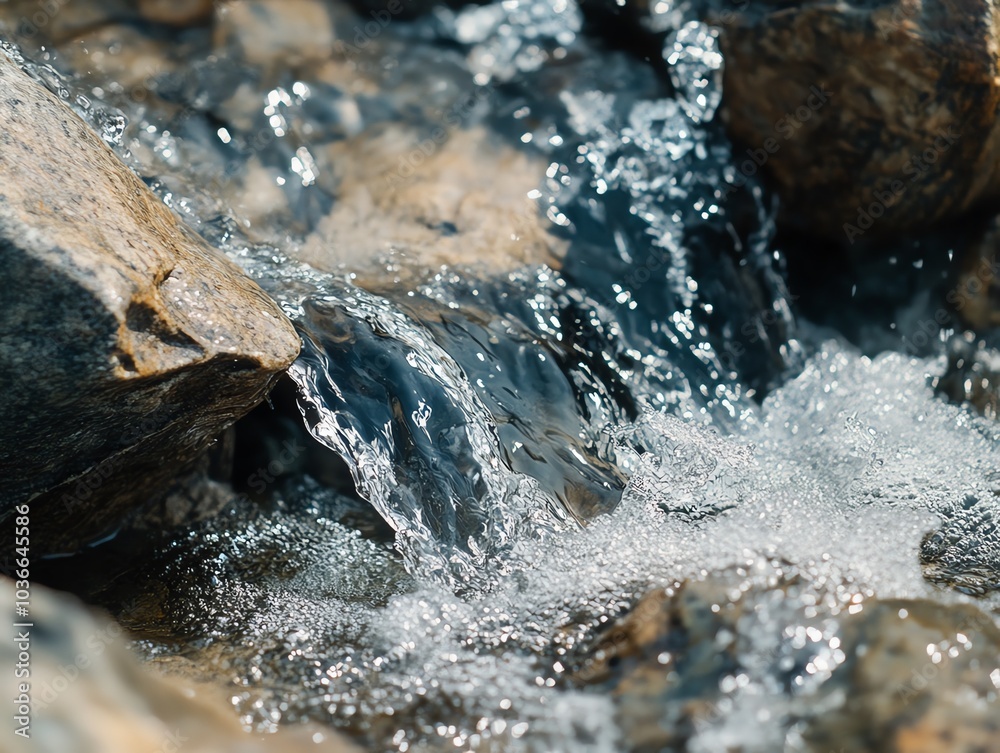 Small stream cascading over rocks, creating a natural flow and serene ambiance in the wilderness. Small stream cascading over rocks, creating a natural flow and serene ambiance in the wilderness.