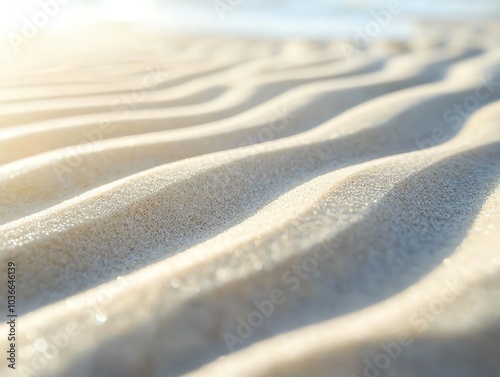 Close-up of smooth sand dunes lit by soft morning light. photo