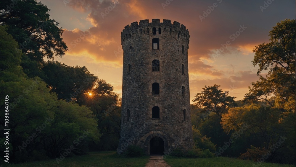 The archer tower reveals its secrets at dusk The archer tower reveals its secrets at dusk