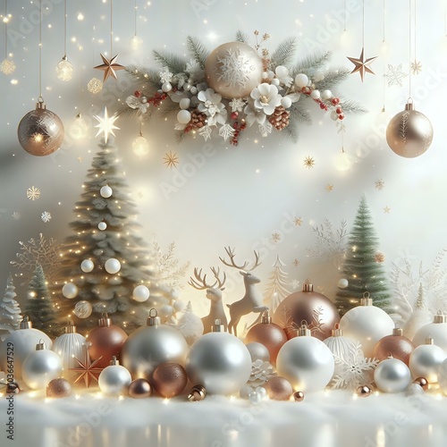 Elegant Christmas Scene with Gifts and Ornaments
