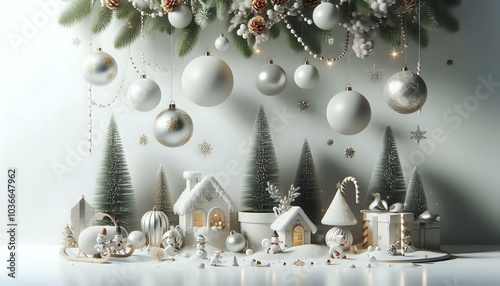 Elegant Christmas Scene with Gifts and Ornaments