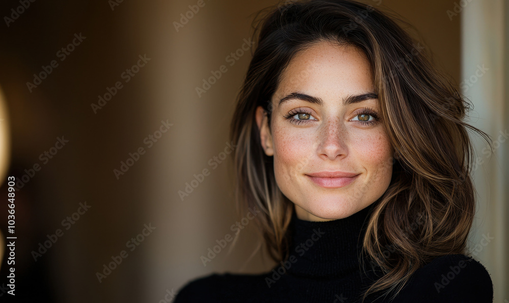Captivating Portrait of a Woman with Natural Beauty in Warm Lighting Captivating Portrait of a Woman with Natural Beauty in Warm Lighting