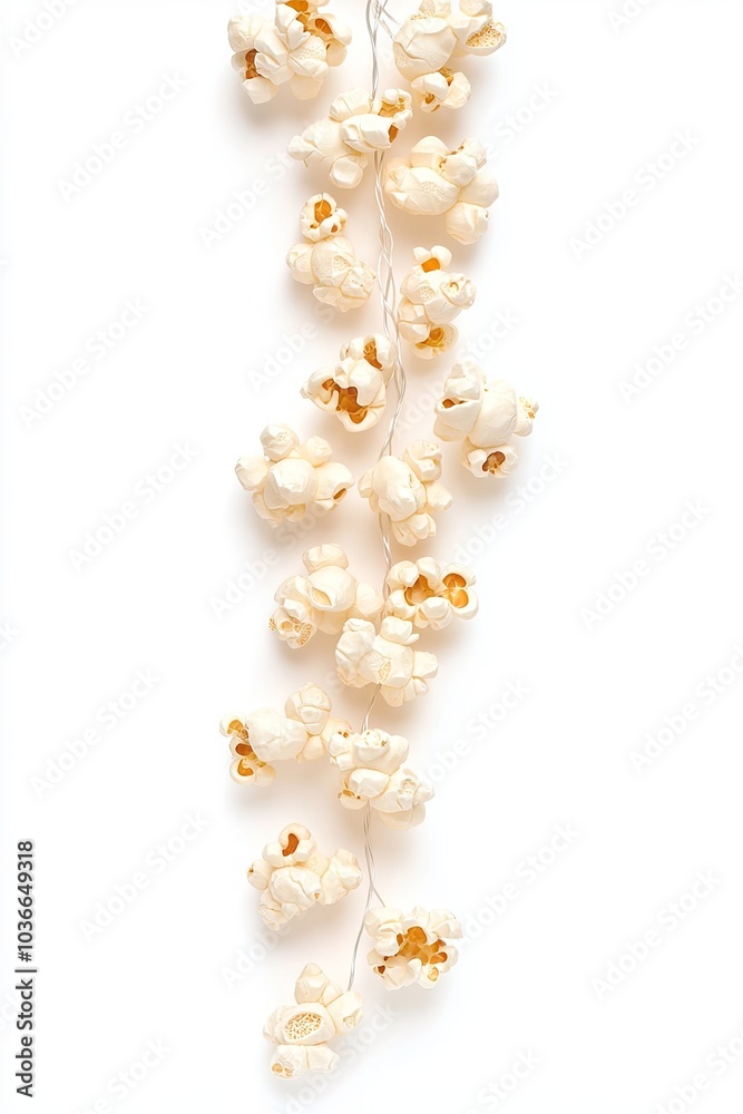 Creative popcorn garland decoration on a white background Creative popcorn garland decoration on a white background