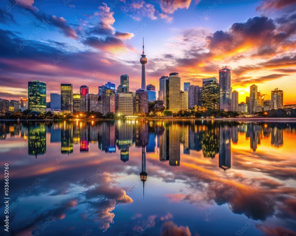 Fototapeta premium country skyline at sunset