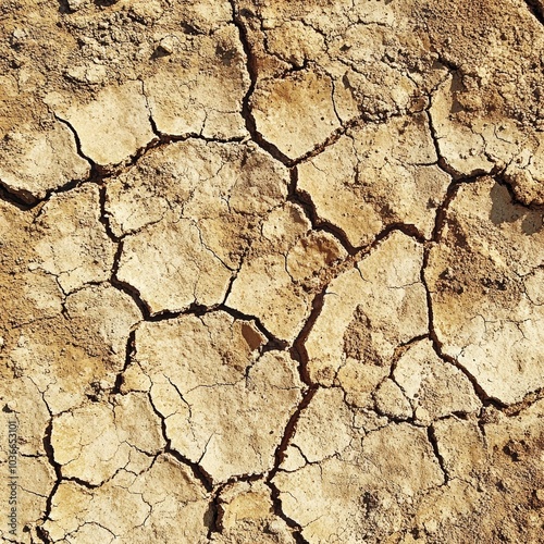 Close-up of dry, cracked soil revealing texture and patterns in a parched landscape.