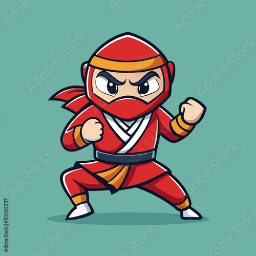 Ninja mascot Martial art action vector t-shirt design