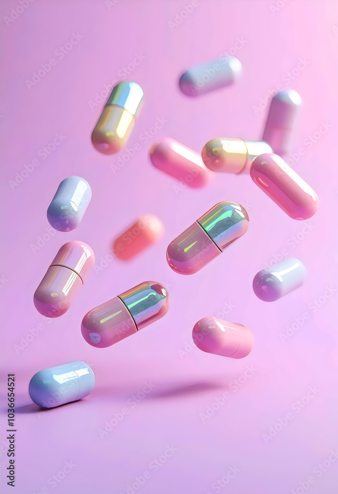 Colorful Pills on Pink Background. Colorful Pills on Pink Background.