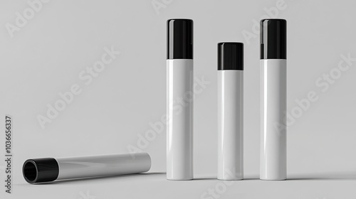 A mockup showing several angles of a white cannabis joint tube with a black cover photo