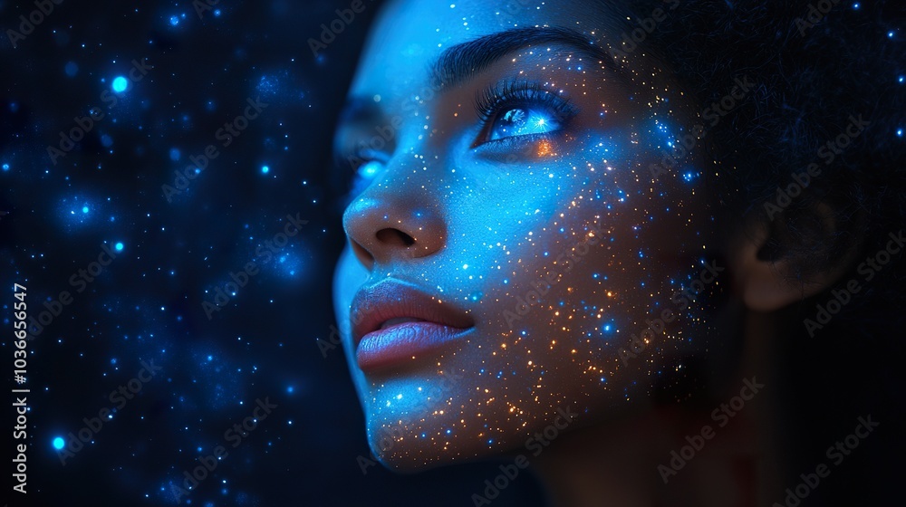 A Person's Silhouette with a Starry Night Sky Background for Social Media Posts, Websites, and Presentations A Person's Silhouette with a Starry Night Sky Background for Social Media Posts, Websites, and Presentations