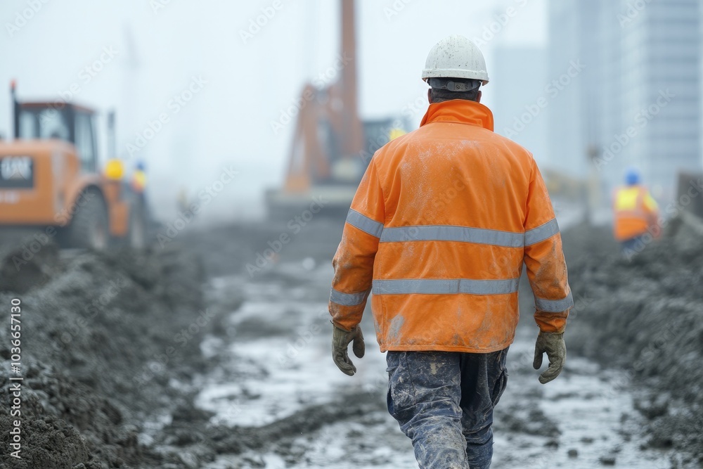 Construction workers are bustling at a site, heavy machinery maneuvering under the radiant sun, with an unfinished building rising behind them. Construction workers are bustling at a site, heavy machinery maneuvering under the radiant sun, with an unfinished building rising behind them.