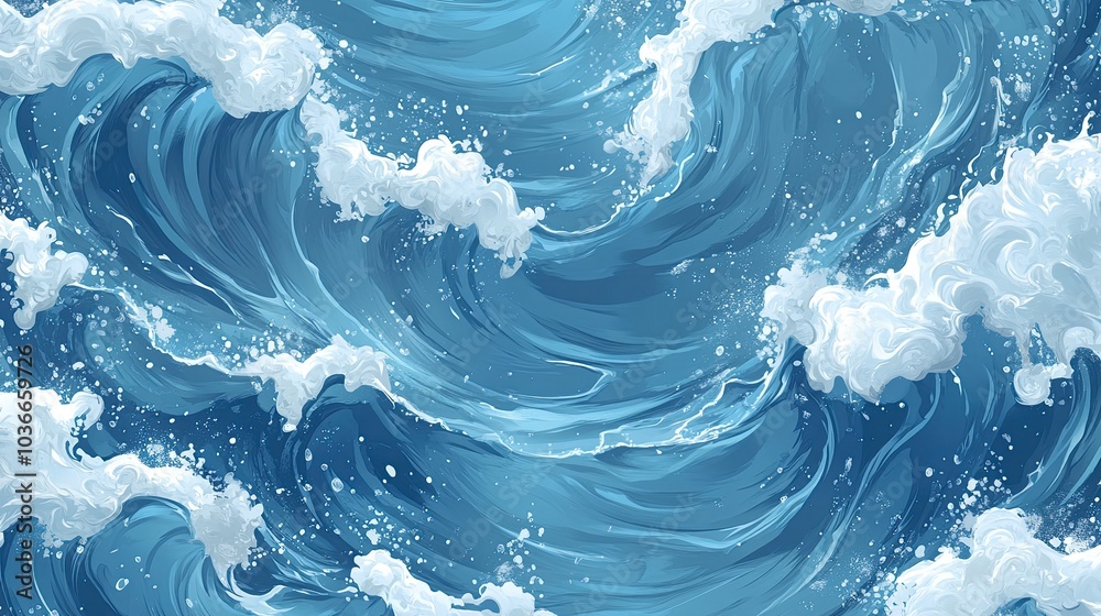 Seamless ocean wave pattern with swirling water. The background gives a sense of movement. Seamless ocean wave pattern with swirling water. The background gives a sense of movement.