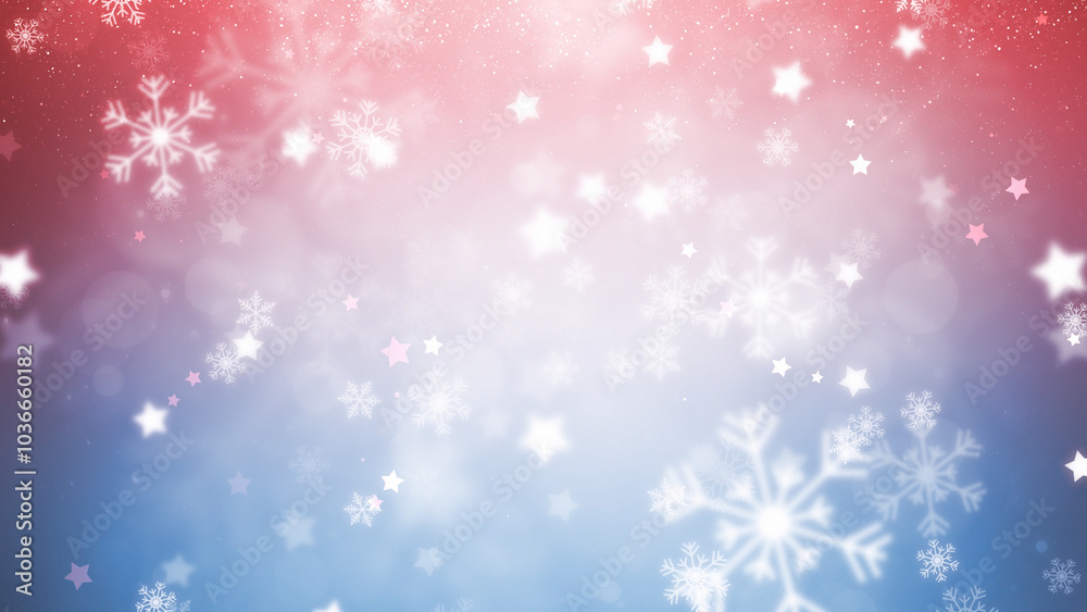 Magical red and blue blurred background with snowflakes and stars and bokeh effect holiday christmas illustration. Magical red and blue blurred background with snowflakes and stars and bokeh effect holiday christmas illustration.