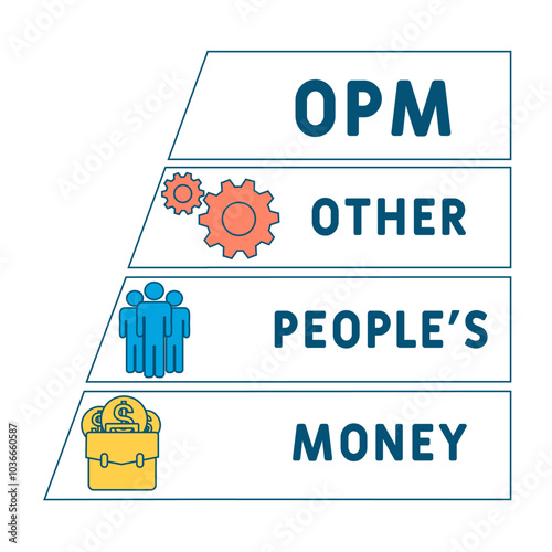 OPM - Other People's Money acronym. business concept background. vector illustration concept with keywords and icons. lettering illustration with icons for web banner, flyer, landing pag