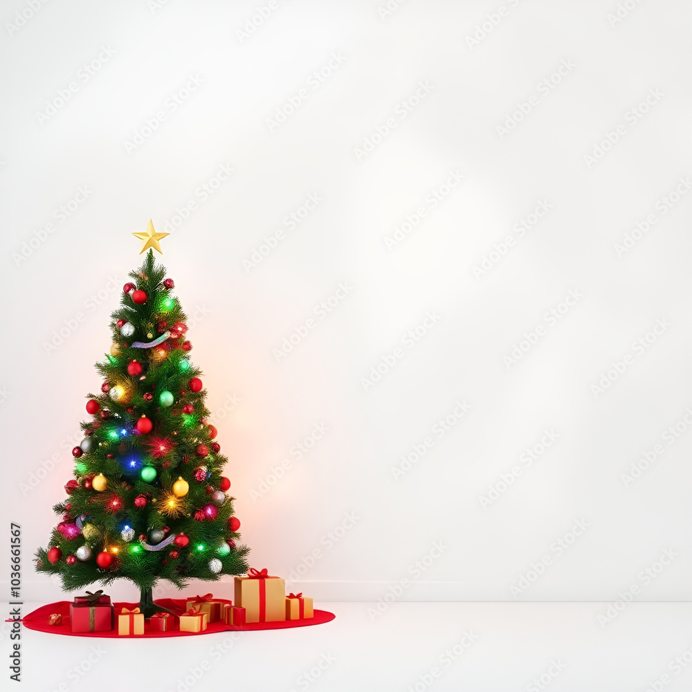 colorful Christmas tree in minimal style on empty background colorful Christmas tree in minimal style on empty background