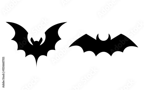 set of Halloween bats silhouette isolated on a white background