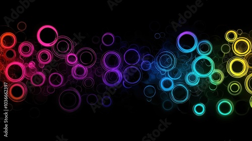 A vibrant abstract design featuring a variety of colorful circles against a black background, creating a modern and dynamic visual experience. photo