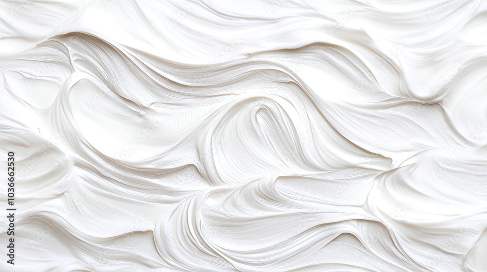 White Cosmetic Cream Texture. Background Of Creamy Swirls And Peaks, Skincare Product. White Cosmetic Cream Texture. Background Of Creamy Swirls And Peaks, Skincare Product.