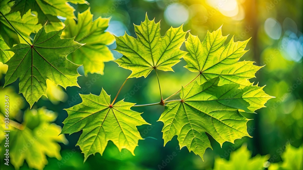Sunlight Illuminates the Delicate Veins of Lush Green Leaves, Creating a Symphony of Nature's Beauty