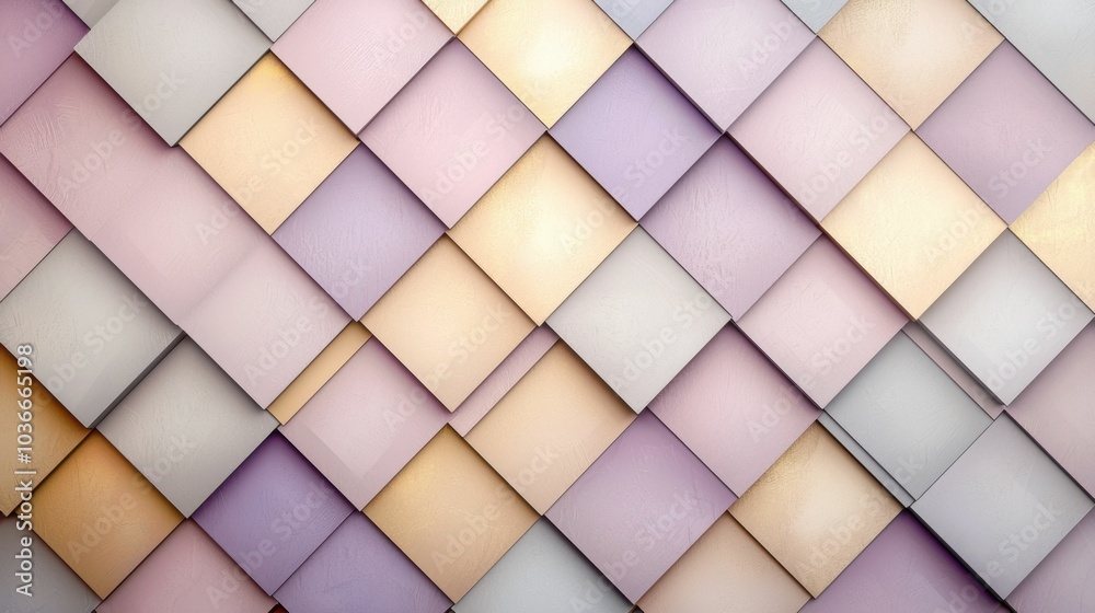 A vibrant display of pastel tiles in a diamond arrangement, creating a modern geometric design. This abstract background adds texture and depth to any setting. A vibrant display of pastel tiles in a diamond arrangement, creating a modern geometric design. This abstract background adds texture and depth to any setting.