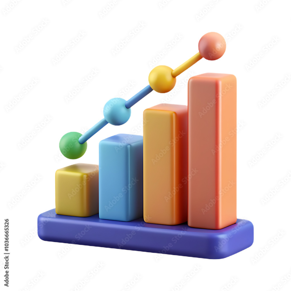 3D Bar Chart with Upward Trend - Growth, Progress, Success 3D Bar Chart with Upward Trend - Growth, Progress, Success