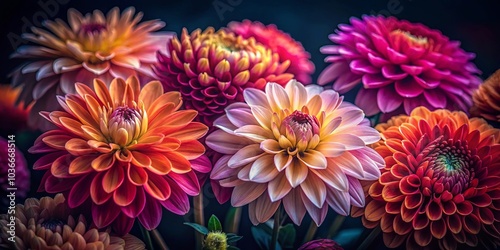 A vibrant bouquet of colorful blooms, each petal a delicate brushstroke of nature's artistry, showcasing a captivating symphony of hues and textures.