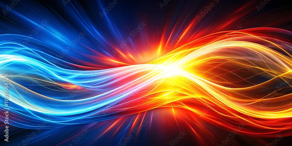 Abstract Vibrant Curves of Blue, Yellow, and Red Light Create a Dynamic and Energetic Composition Abstract Vibrant Curves of Blue, Yellow, and Red Light Create a Dynamic and Energetic Composition
