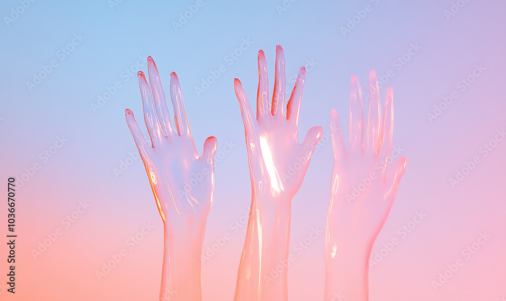 Surreal Pastel Hands Reaching: Abstract Art in Soft Hues Surreal Pastel Hands Reaching: Abstract Art in Soft Hues