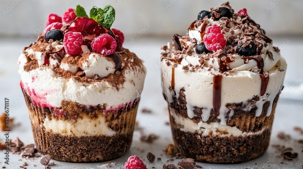 Two Similar Desserts in Delicious Presentation Two Similar Desserts in Delicious Presentation