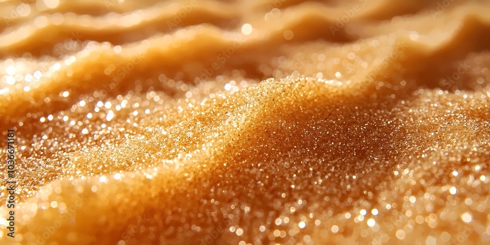 Glittering golden sand dunes sparkle under soft sunlight, creating a serene and mesmerizing landscape full of texture and warmth. Glittering golden sand dunes sparkle under soft sunlight, creating a serene and mesmerizing landscape full of texture and warmth.