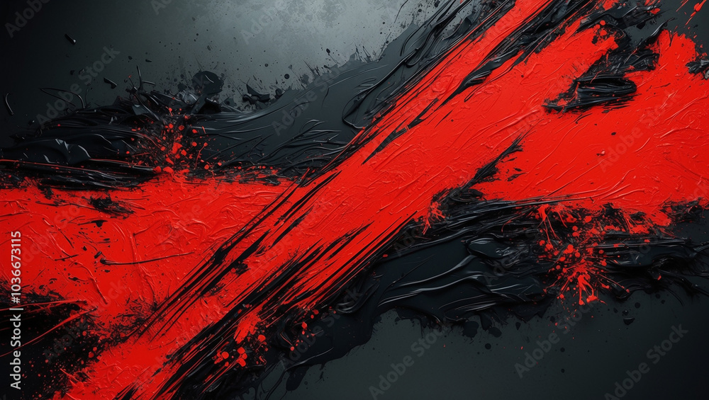 Abstract background featuring bold red and black paint splashes and strokes on a dark canvas, creating a dynamic and high-energy visual impact. Abstract background featuring bold red and black paint splashes and strokes on a dark canvas, creating a dynamic and high-energy visual impact.