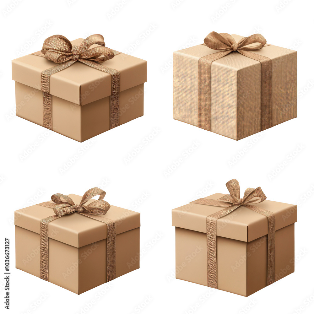 Set of Wrapped gift boxes isolated on Transparent background, Christmas ornaments. Set of Wrapped gift boxes isolated on Transparent background, Christmas ornaments.