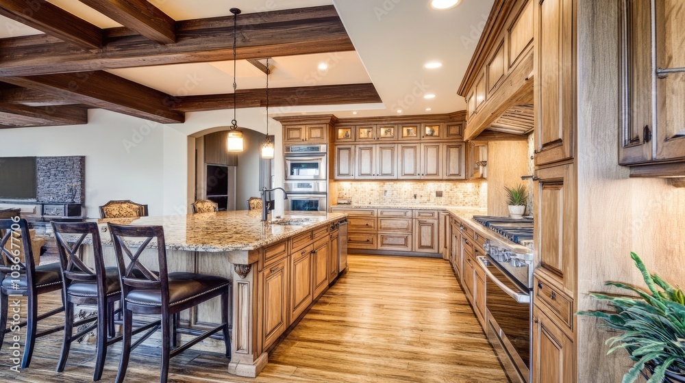 Modern Rustic Kitchen with Wood Accents and Island Modern Rustic Kitchen with Wood Accents and Island