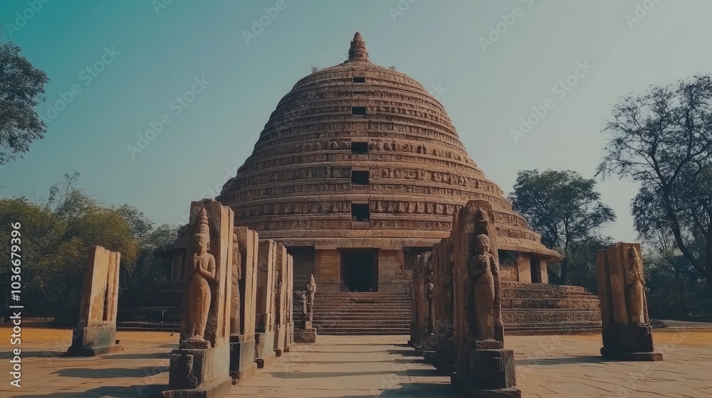 Obraz premium Ancient Stone Temple Surrounded by Trees