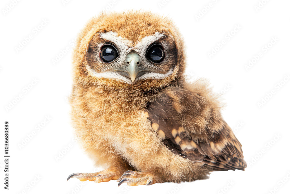Highly Detailed Image of an Owl Chick Isolated on a transparent Background Perfect for Nature and Wildlife Projects