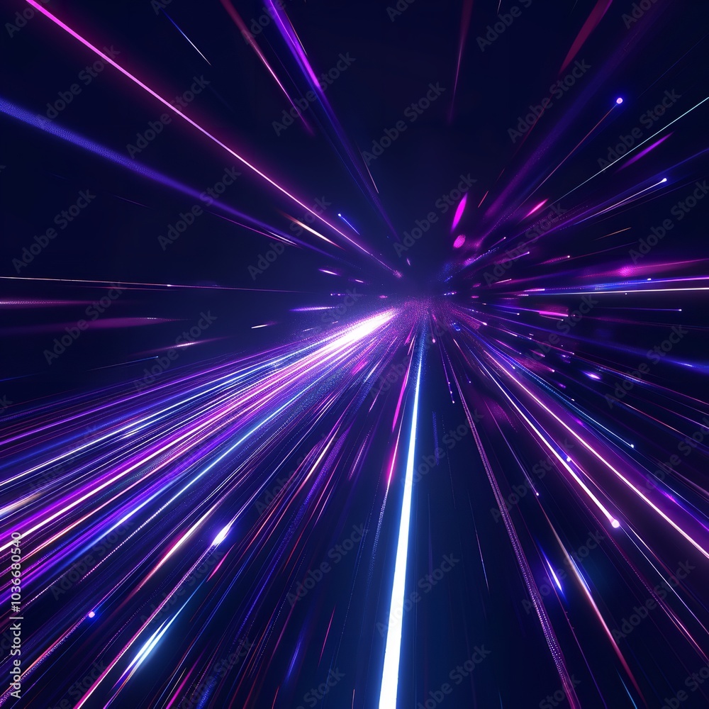3D render with a black backdrop and a blue-purple light line. Generative Ai