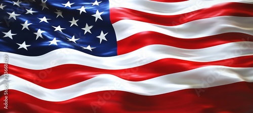 American Flag Waving Background. United States of America symbol blowing in wind, July 4th