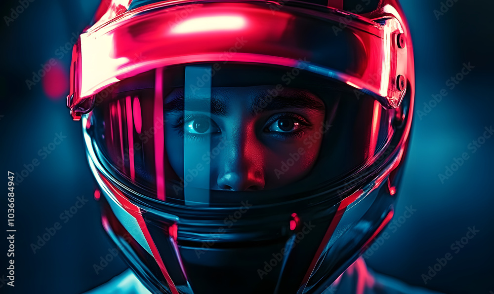 portrait of a person in a helmet, Generative AI portrait of a person in a helmet, Generative AI