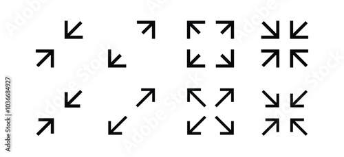 Fullscreen vector Icon with Arrows. Expand Maximize and minimize signs for Screen