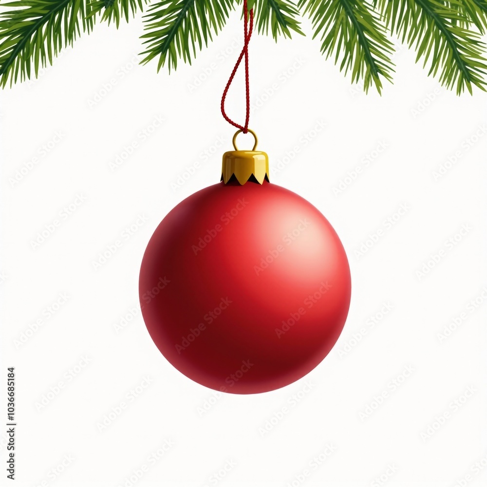 Red ornament-shaped Christmas tree decoration, smooth and polished, set against a white background. Realistic and vibrant for festive décor. Red ornament-shaped Christmas tree decoration, smooth and polished, set against a white background. Realistic and vibrant for festive décor.
