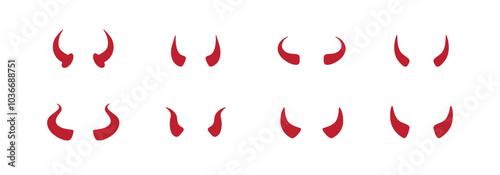 Devil horn Vector icon red Template design. Demon satan horns symbol