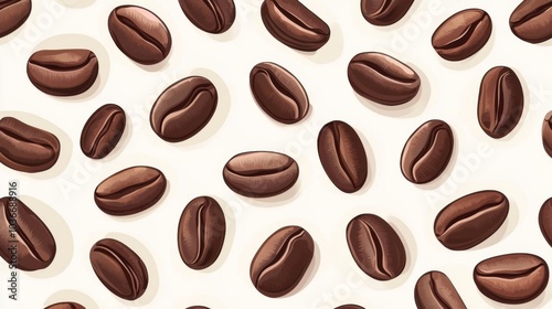 a repeating pattern of coffee beans in various