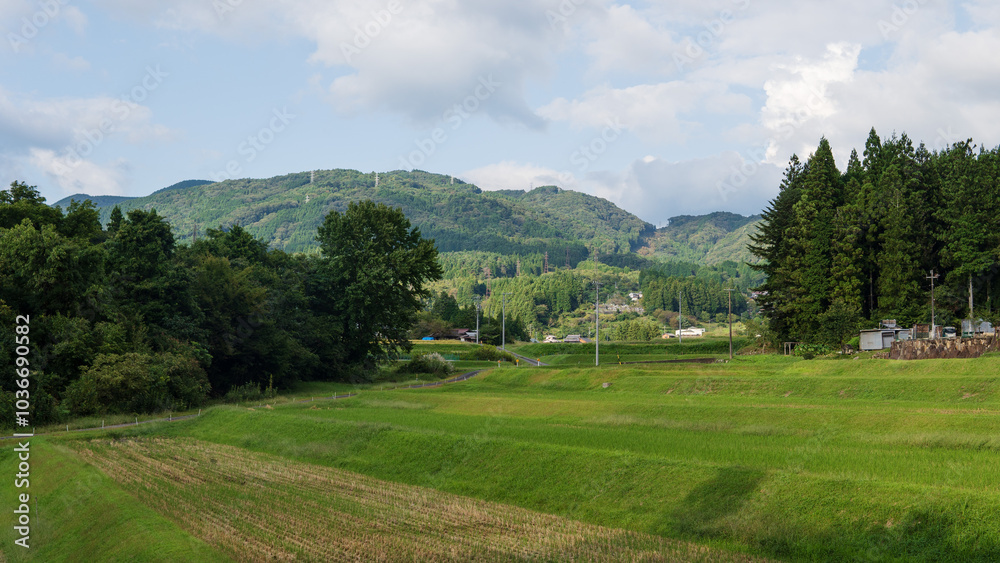 旧中山道の田舎の風景【木曽路】日本岐阜県中津川市馬籠・9月 旧中山道の田舎の風景【木曽路】日本岐阜県中津川市馬籠・9月