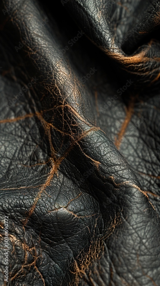 Close-up Texture of Aged Black Leather Close-up Texture of Aged Black Leather