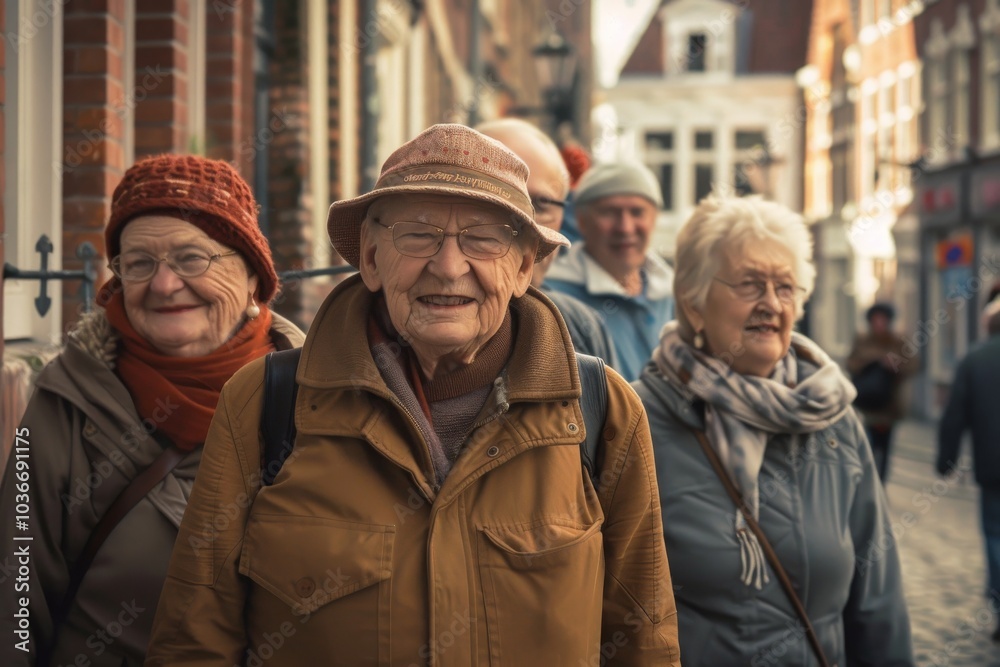 Elderly people walking in the old town of Gdansk, Poland. Elderly people walking in the old town of Gdansk, Poland.