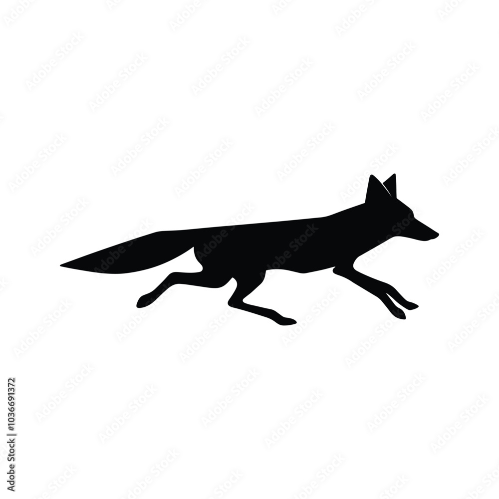 Silhouette running fox Silhouette running fox