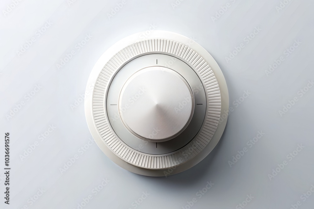 Realistic white technology volume knob and music button design for user interfaces, applications, and web platforms, emphasizing depth of field, scale, and shadow effects. Realistic white technology volume knob and music button design for user interfaces, applications, and web platforms, emphasizing depth of field, scale, and shadow effects.
