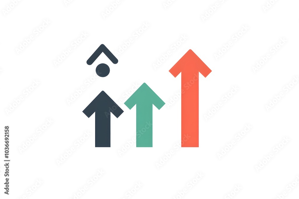 Three Upward-Pointing Arrows with Increasing Height and Different Colors Three Upward-Pointing Arrows with Increasing Height and Different Colors