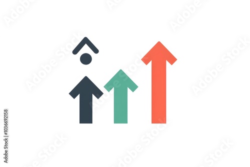 Three Upward-Pointing Arrows with Increasing Height and Different Colors