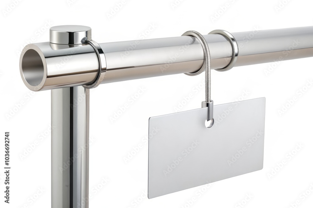 Showcase your retail environment with a mockup of a blank pop display on pipe, perfect for realistic price tag holders and impactful promotional hanging label designs. Showcase your retail environment with a mockup of a blank pop display on pipe, perfect for realistic price tag holders and impactful promotional hanging label designs.
